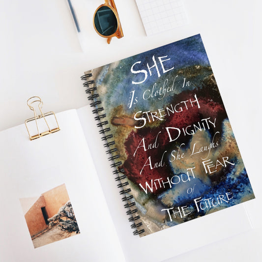 She Is Clothed In Strength | Spiral Notebook - Ruled Lines